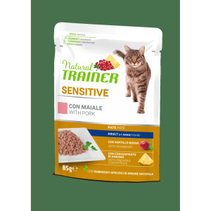 Natural trainer gatto sensitive adult con maiale paté 85g trainer natural