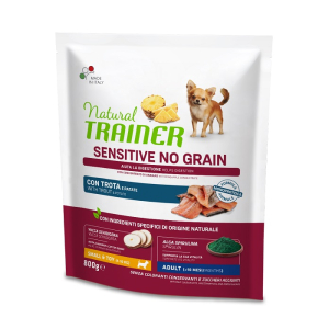 Natural trainer sensitive no grain small & toy adult con trota per cani toy 800g 691c