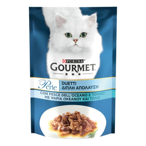 Nestle' purina gourmet gatto perle duetti pesce dell'oceano tonno 85gr (bustina)