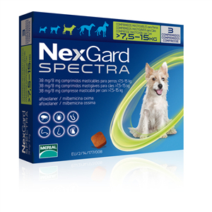 nexgard spectra 7,5-15kg 3 compresse bugiardino cod: 104873082 