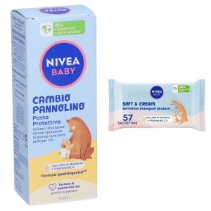 Cerca Offerte di nivea baby cambio pannolino pasta protettiva + salviettine detergenti e acquista online