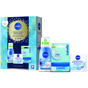 Nivea cofanetto essential skincare struccante 125ml + crema giorno 50ml + labello nivea
