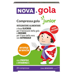 Nova.gola junior integratore per il benessere della gola aroma arancia 20 compresse orosolubili