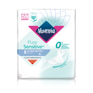 nuvenia pure sensitive ultra notte 8p bugiardino cod: 980434551 