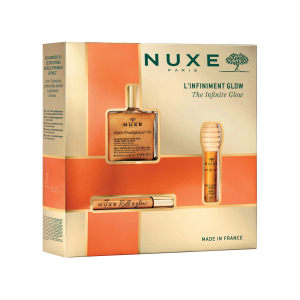 Nuxe cofanetto di natale 2024 huile prodigieuse or - olio prodigioso oro + reve de miel gloss labbra + olio prodigioso oro roll on