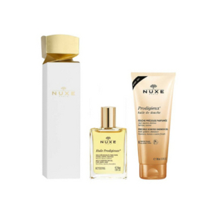 Nuxe cofanetto natale 2024 cracker huile prodigieuse - olio prodigioso secco 30 ml + olio doccia prodigioso 100 ml