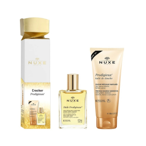 Nuxe cofanetto natale 2025 cracker huile prodigieuse - olio prodigioso secco 30 ml + olio doccia prodigioso 100 ml