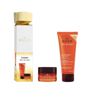 Nuxe cofanetto natale 2025 cracker reve de miel - gel lavante viso e corpo 100 ml + balsamo labbra al miele 15 g