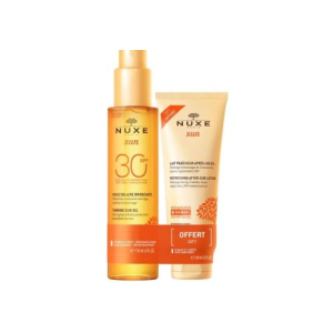Nuxe sun olio solare abbronzante spf 30 150ml + nuxe sun latte doposole 100ml in omaggio