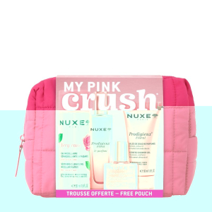 Nuxe - trousse my pink crush - gel doccia 30 ml + huile prodigieuse or florale 10 ml + le parfum 15 ml + acqua micellare 50 ml