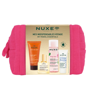 Nuxe trousse voyage insti 25 1 acqua micellare very rose 100 ml + 1 creme fraiche 3in1 cream 15 ml + 1 huile prodigieuse 10 ml + 1 f&b cleansing gel 30 ml