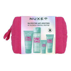 Nuxe zinc power trousse anti-imperfezioni 1 fluido mattificante 40 ml + 1 gel detergente 150 ml + 1 lozione purificante 200 ml + 1 siero 30 ml
