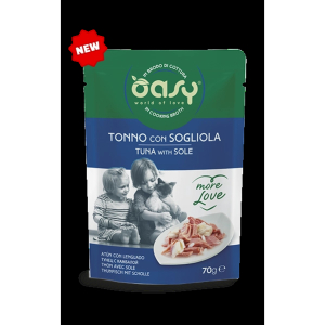 Cerca Offerte di oasy wet cat more love tonno sogliola per gatti adulti busta 70g e acquista online