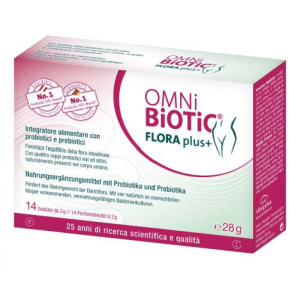 omni biotic flora+ 14 bustine 2g bugiardino cod: 982738142 