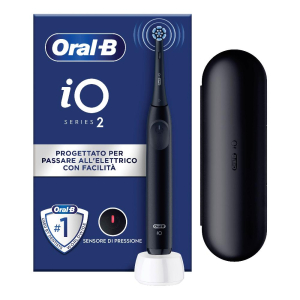 Oral-b spazzolino elettrico io2 nero, 1 testina, 1 custodia da viaggio