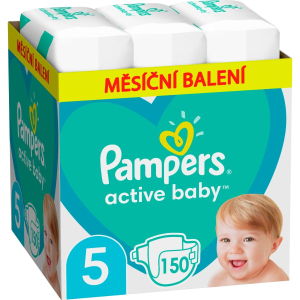 Pampers active baby nappies 5x150
