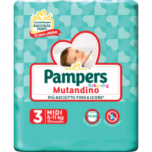 pampers bd mut sm tg3 mi 19 pezzi bugiardino cod: 975026333 