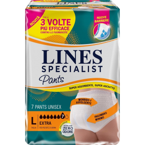 Pannolone per incontinenza lines specialist pants extra unisex l 7 pezzi