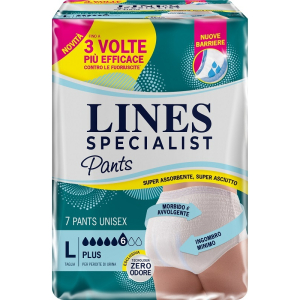 Pannolone per incontinenza lines specialist pants plus unisex l 7 pezzi