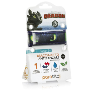 Parakito universal braccialetto antizanzare ricaricabile junior 3+ dragon testa