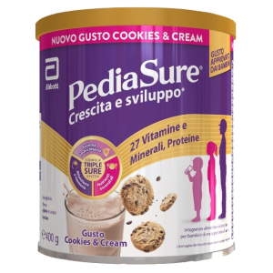 Pediasure crescita e sviluppo integratore multivitaminico per bambini formato 400g cookies&cream