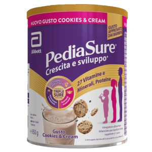 Pediasure crescita e sviluppo integratore multivitaminico per bambini formato 850g cookies&cream