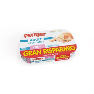 Petreet gatto adult vellutate a70 gran risparmio tonno 6x70gr (lattina) multipack