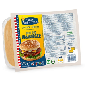 Piaceri mediterranei - pane per hamburger senza glutine confezione 140 gr (scadenza prodotto 26/02/2026)