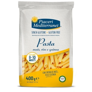 Cerca Offerte di Piaceri mediterranei pasta mais riso e quinoa penne rigate senza glutine 400 g e acquista online
