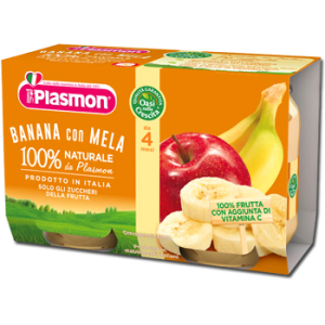 plasmon omogeneizzato banana/mela2x104g bugiardino cod: 974099879 