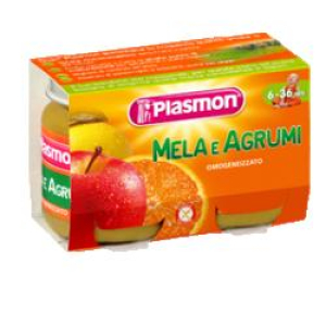 plasmon omogeneizzato mela/agrumi2x104g bugiardino cod: 925217402 