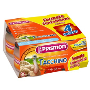 plasmon omogeneizzato tacchino 4 x 80 g bugiardino cod: 907042954 