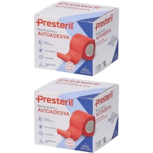 Cerca Offerte di Presteril benda elastica autoadesiva 5cm x 4,5m colore rosso 2x1 st e acquista online
