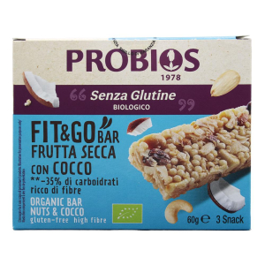 Probios fit&go barretta frutta secca e cocco 3 pezzi da 20 g