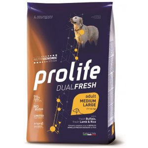 Prolife dog dual fresh adult medium/large buffalo lamb & rice 2,5kg 197b