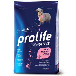 Prolife dog sensitive lamb & rice cibo secco per cani adulti taglia media/grande sacco 10 kg 197b