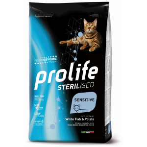Prolife gatto sterilised sensitive adulto pesce bianco & patate 400 gr