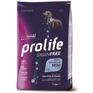 Prolife grain free adult sensitive sole fish & potato cibo secco per cani taglia piccola sacco 2kg 197b