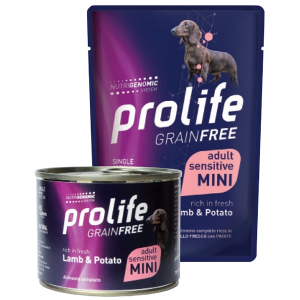 Prolife grain free agnello fresco con patate cibo umido per cani adulti taglia mini bustina 100g 197b