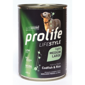 Cerca Offerte di Prolife lifestyle light  merluzzo fresco con riso cibo umido per cani adulti taglia media/grande lattina 400g prolife e acquista online