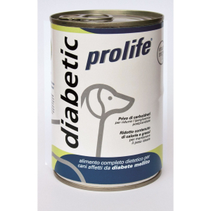 Prolife veterinary diabetic cibo umido per cani lattina 400g prolife
