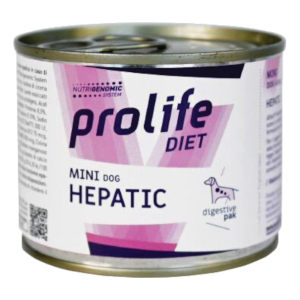 Prolife veterinary hepatic mini cibo umido per cani taglia piccola lattina 200g prolife