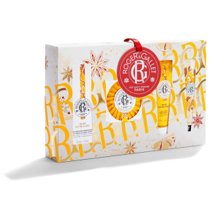 Roger & gallet cofanetto di natale 2023 bois d'orange - acqua profumata 30 ml + saponetta 100 g + latte corpo 50 ml + crema mani 30 ml