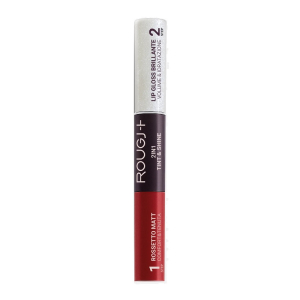 Rougj+ 2 in 1 tint & shine rossetto liquido lunga tenuta e gloss volumizzante idratante 03 red
