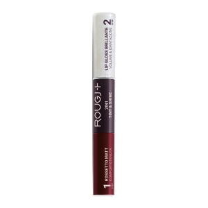 Rougj+ 2 in 1 tint & shine rossetto liquido lunga tenuta e gloss volumizzante idratante 05 burgundy