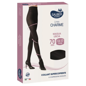 Sauber linea charme 13-17mmhg collant supercoprente maglia liscia 70 denari colore nero taglia 2