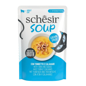 Cerca Offerte di schesir gatto soup grain free tonnetto calamari 40gr (bustina) e acquista online