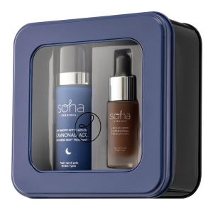 Soha cannonau ace tutti i tipi di pelle gift box 2023 trattamento notte anti-eta' 30 ml + siero anti-age viso 10 ml