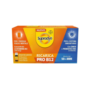 Supradyn ricarica pro b12 integratore adulti 50+ con vitamina b12 e zinco, 10 flaconcini