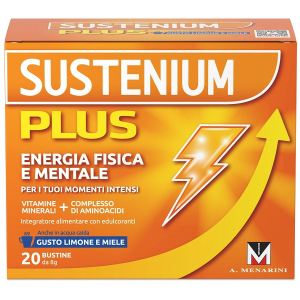 Sustenium plus gusto limone e miele integratore energizzante con vitamine minerali e aminoacidi 20 bustine